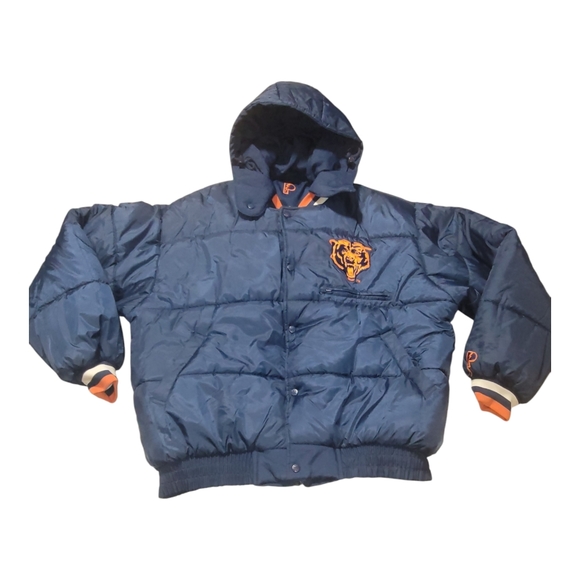 Vintage Chicago Bears Puffer Jacket Game Day Mens Size XXL Navy/Orange Full Zip - Picture 2 of 12